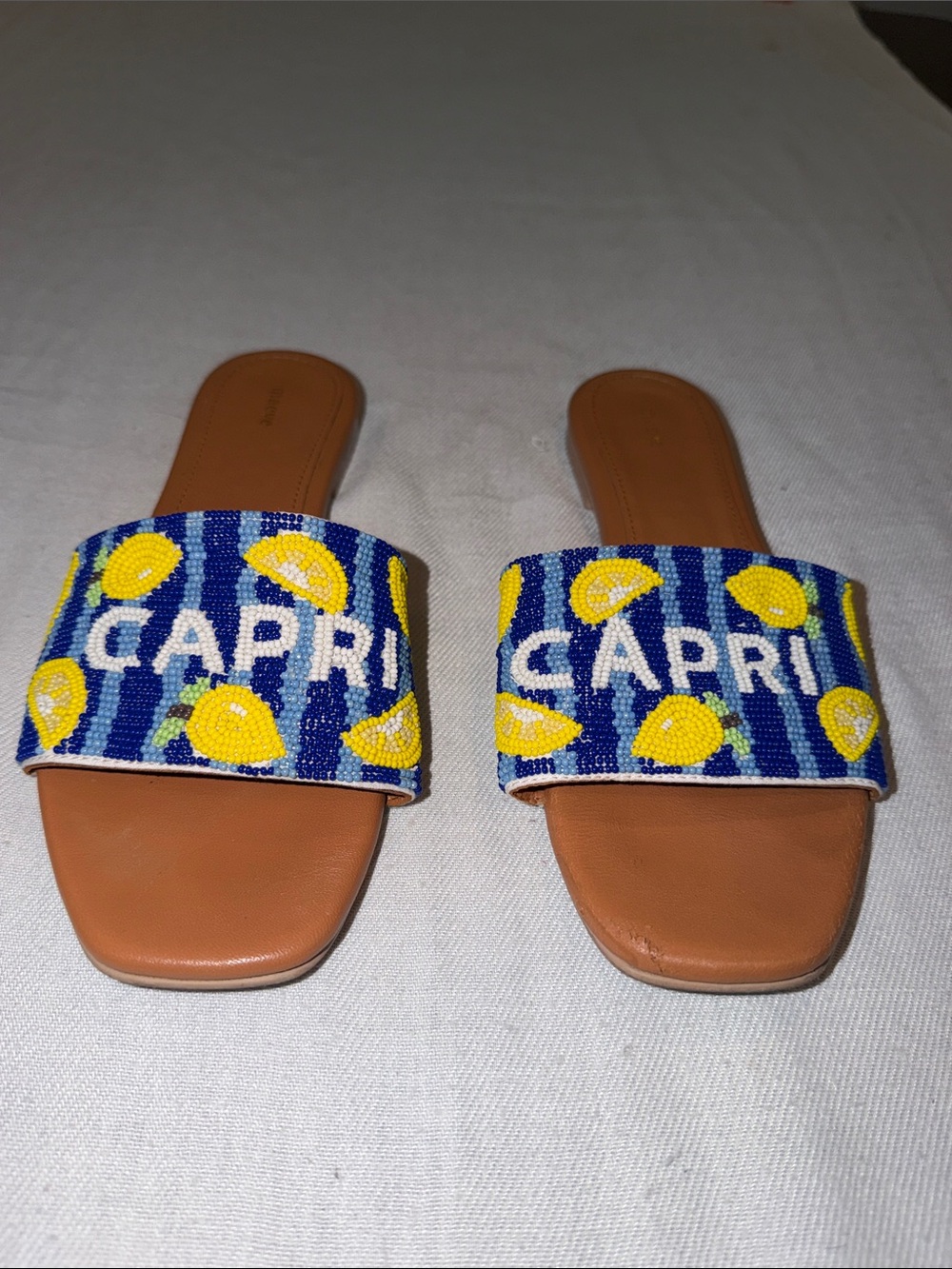 Fiona Beaded Slide Sandals 6.5 Maeve Anthropologie GUC